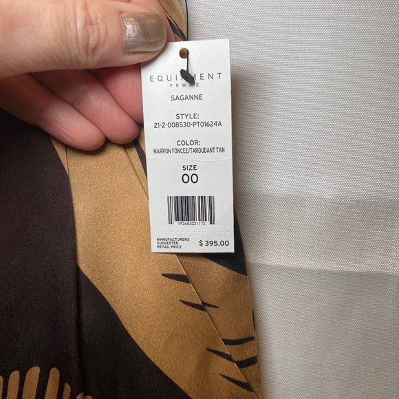 NWT Equipment Saganne Pant Marron Foncee/Taroudant Tan sz 00 - Picture 10 of 14